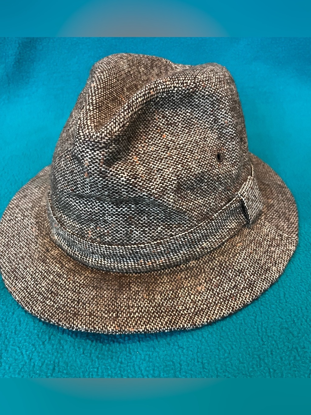 Vintage Tweed Brown Fedora Hat Union-Mafe in USA